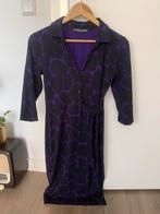 Paars/zwarte viscose jurk, Juffrouw Jansen, maat S, Ophalen, Paars, Zo goed als nieuw, Maat 36 (S)
