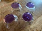 Set van 4 paarse wijnglazen, Huis en Inrichting, Glas of Glazen, Ophalen of Verzenden, Effen, Glas