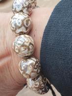 Kazuri armband, Verzenden, Nieuw, Beige, Elastiek