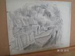 Hubert Bekman begraafplaats kerkrade potlood tekening, Antiek en Kunst, Kunst | Tekeningen en Foto's, Verzenden