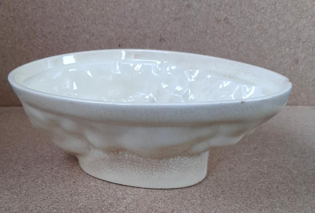 Vintage - eivormig - crèmekleurig - geglazuurd - puddingvorm, Antiek en Kunst, Ophalen of Verzenden