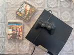 PS3 Slim met 2 games en controller - Weinig gebruikt, Met games, Zo goed als nieuw, Met 1 controller, Slim