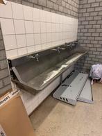 Te koop gebruikte brede rvs wasbak wastrog 4 kranen., Ophalen, Gebruikt, Nvt, Nvt