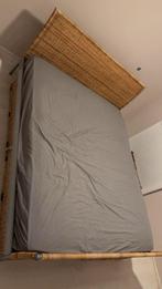 Mooi rotan tweepersoons bedframe met opbergmanden, Ophalen, Overige materialen, Gebruikt, Bruin