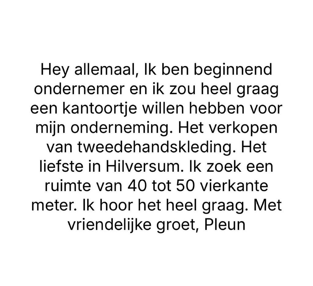 Kantoorruimte gezocht Hilversum, Eén persoon, Cadeaubon