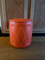 Vintage Oranje Poef, Huis en Inrichting, Gebruikt, Rond, Ophalen of Verzenden, Minder dan 50 cm