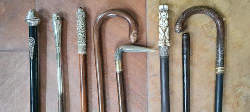 Antieke Wandelstokken oa. Zilveren en Gestoken Benen, Diversen, Wandelstokken, Ophalen of Verzenden
