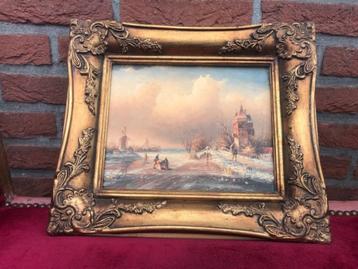 fraai schilderij; oud Hollands winterlandschap beschikbaar voor biedingen