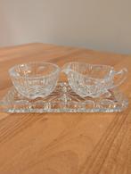 Vintage kristallen melk- en suikerpotset met dienblad, Ophalen of Verzenden