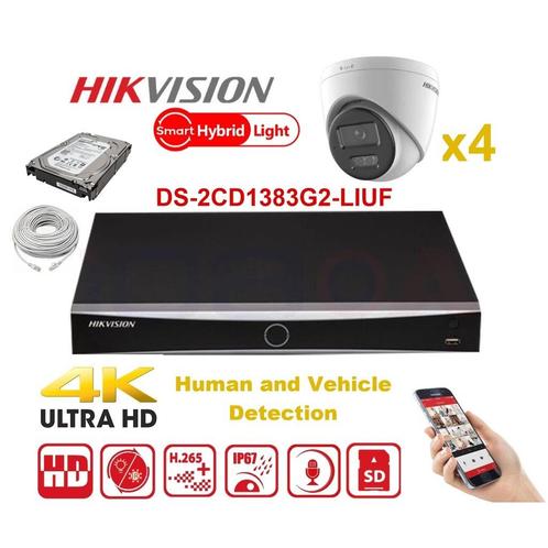Complete HIKVISION Smart Hybrid Light 4 set incl 2TB opslag, Audio, Tv en Foto, Videobewaking, Nieuw, Buitencamera, Ophalen of Verzenden