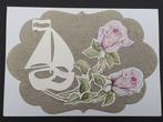 Huwelijks kaart. Huwelijksbootje met rozen. Handgemaakt, Nieuw, Ophalen of Verzenden, Man of Vrouw