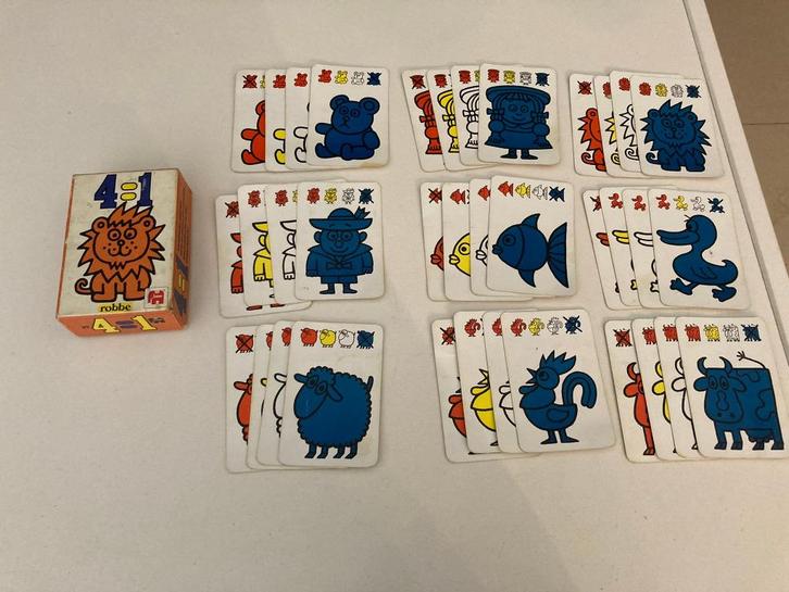 4=1 robbe jumbo vintage kwartet spel vormen en kleuren!, Verzamelen, Speelkaarten, Jokers en Kwartetten, Gebruikt, Kwartet(ten)