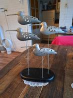 4 Metalen Vogels op Ijzeren Pin 35x20x10 cm, Gebruikt, Ophalen of Verzenden