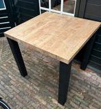 Eettafel industrieel mango staal, Huis en Inrichting, Ophalen, 50 tot 100 cm, Vierkant, Zo goed als nieuw
