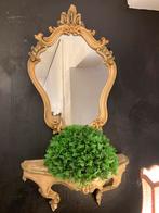 Oude barok spiegel met console 77 cm hoog, Antiek en Kunst, Ophalen, Rechthoekig, Minder dan 50 cm