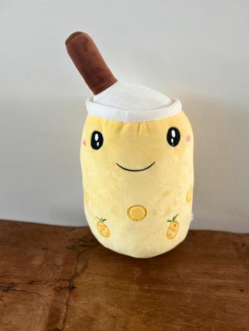 Kawaii grote bubble tea knuffel pluche ananas geel rietje beschikbaar voor biedingen