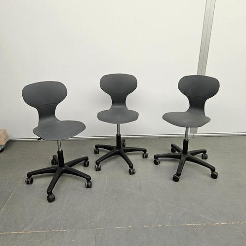 Set 3x Eromesmarko verrijdbare kunststof stoel bureaustoel, Huis en Inrichting, Bureaustoelen, Zwart, Ophalen of Verzenden