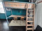 Steigerhouten hoogslaper met bureau en boeken/tv-kast, Huis en Inrichting, Ophalen, Gebruikt, Eenpersoons, 200 cm