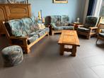 Massief Eiken Bankstel met Stoffen Bekleding, Ophalen, Gebruikt, Hout