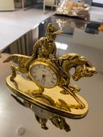 Antieke Equity Klok Ruiter te Paard geel koper Decor, Ophalen of Verzenden