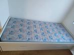 strak wit 1 persoonsbed met 2 laden matrasmaat 200 x 90 cm, Ophalen, 85 tot 100 cm, Gebruikt, Matras