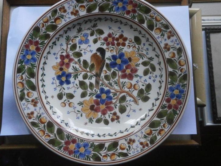 Mooi en groot "" RAM "" Wandbord met Vogel en Bloemen, Antiek en Kunst, Antiek | Wandborden en Tegels, Ophalen