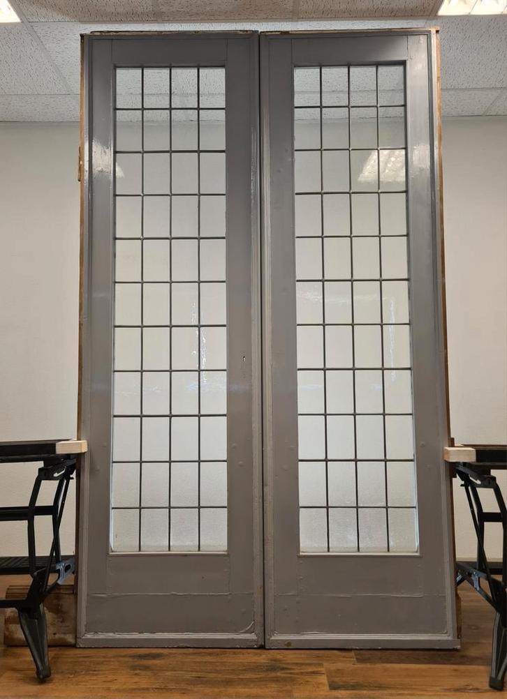 XXL oude glas in lood ENSUITE DEUREN schuifdeuren jr. 1900, Doe-het-zelf en Verbouw, Deuren en Horren, Gebruikt, Binnendeur, 215 cm of meer