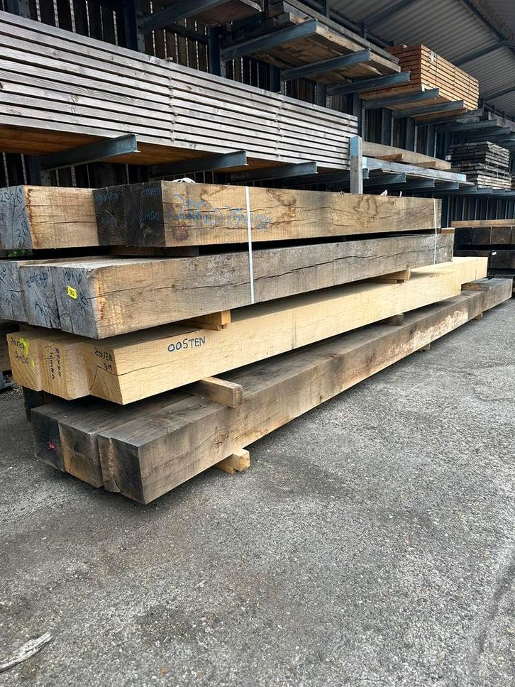 Eiken Balken 20x20 cm, Tuin en Terras, Palen, Balken en Planken, Nieuw, Balken, 250 cm of meer, Hardhout, Ophalen