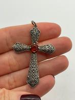 A373 Prachtige antiek zilveren kruis, Sieraden, Tassen en Uiterlijk, Antieke sieraden, Ophalen of Verzenden, Zilver, Hanger, Met edelsteen