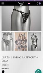 leren, sexy en kinky string van voyeur X., Kleding | Dames, Ophalen of Verzenden, Zwart, String