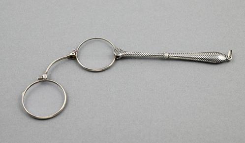 Antieke lorgnette Niëllo, bril inklapbaar tot loep, Antiek en Kunst, Antiek | Goud en Zilver, Zilver, Verzenden