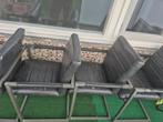Eetkamerstoel zwart leer 4x, hard aan nieuwe bekleding toe, Huis en Inrichting, Ophalen of Verzenden, Gebruikt