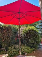 Rode parasol van Platinum met verrijdbare granieten voet, Ophalen, Zo goed als nieuw