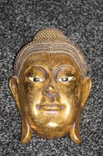 buddha hoofd wanddecoratie goudkleurig 22cm, Verzamelen, Ophalen of Verzenden, Gebruikt, Religie