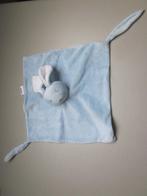 Bambino Mundia lichtblauw-wit pluche knuffeldoek konijn, Ophalen of Verzenden, Zo goed als nieuw, Konijn