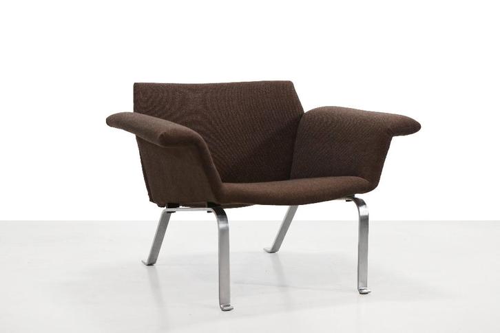 Modernistische design fauteuil uit de jaren 60 PK, Huis en Inrichting, Stoelen, Gebruikt, Eén, Metaal, Stof, Bruin, Ophalen