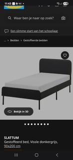1 persoon bed (slattum Ikea) inclusief matras + topmatras, Ophalen, 90 cm, Eenpersoons, Wit