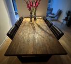 Goossens Eettafel met 6 Leren Stoelen, Ophalen, Gebruikt, 100 tot 150 cm, 200 cm of meer