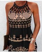 Vrouwen Sexy Jurk Ronde Hals Vintage mouwloos met patroon L, Zwart, Maat 42/44 (L), Nieuw, Ophalen of Verzenden