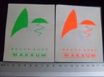 2x ruit sticker beach shop makkum logo, Verzenden, Zo goed als nieuw, Bedrijf of Vereniging