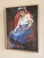 Vintage lijst met bolglas, afbeelding van Renoir, Ophalen of Verzenden