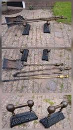 Antiek Haardstel met Schop, Pook en Tang, Huis en Inrichting, Ophalen, Gebruikt, Vrijstaande haard, Houthaard