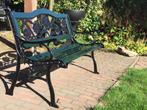 Gietijzer tuinbank met zonnebloemen, Tuin en Terras, Ophalen, Zo goed als nieuw, Hout