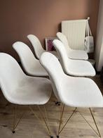 6 Witte Teddy Eetkamerstoelen met Gouden Poten, Ophalen, Gebruikt, Minder dan 150 cm, Metaal