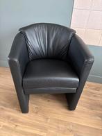 Fauteuil, zwart leer, Huis en Inrichting, Fauteuils, Ophalen, Gebruikt, 50 tot 75 cm, Leer