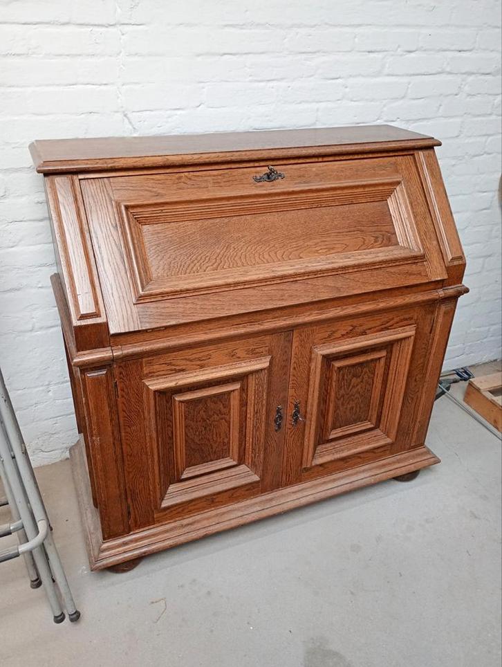 Antiek Eiken Bureau met Klep, Antiek en Kunst, Antiek | Meubels | Kasten, Ophalen of Verzenden