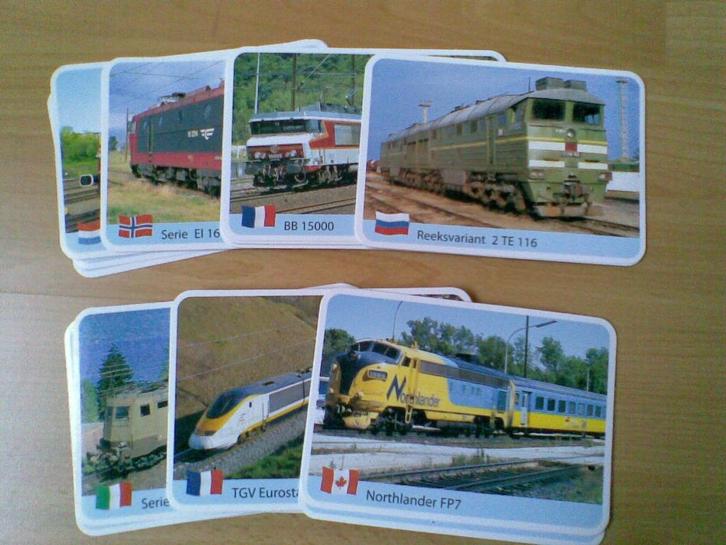 Locomotieven 50 kaarten Bright Vision, in blik, diverse land, Verzamelen, Spoorwegen en Tramwegen, Zo goed als nieuw, Trein, Kaart of Prent
