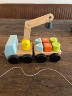 Houten Auto Magneet Kraan met Blokken, Ophalen of Verzenden, Zo goed als nieuw, Duw- of Trekspeelgoed