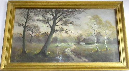 Landschap schilderij pastel van Gerard Cox, gesigneerd., Antiek en Kunst, Kunst | Schilderijen | Klassiek, Ophalen