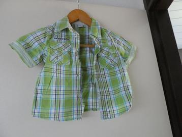 groene geruite jongens blouse met drukknopen sluiting,maat86 beschikbaar voor biedingen